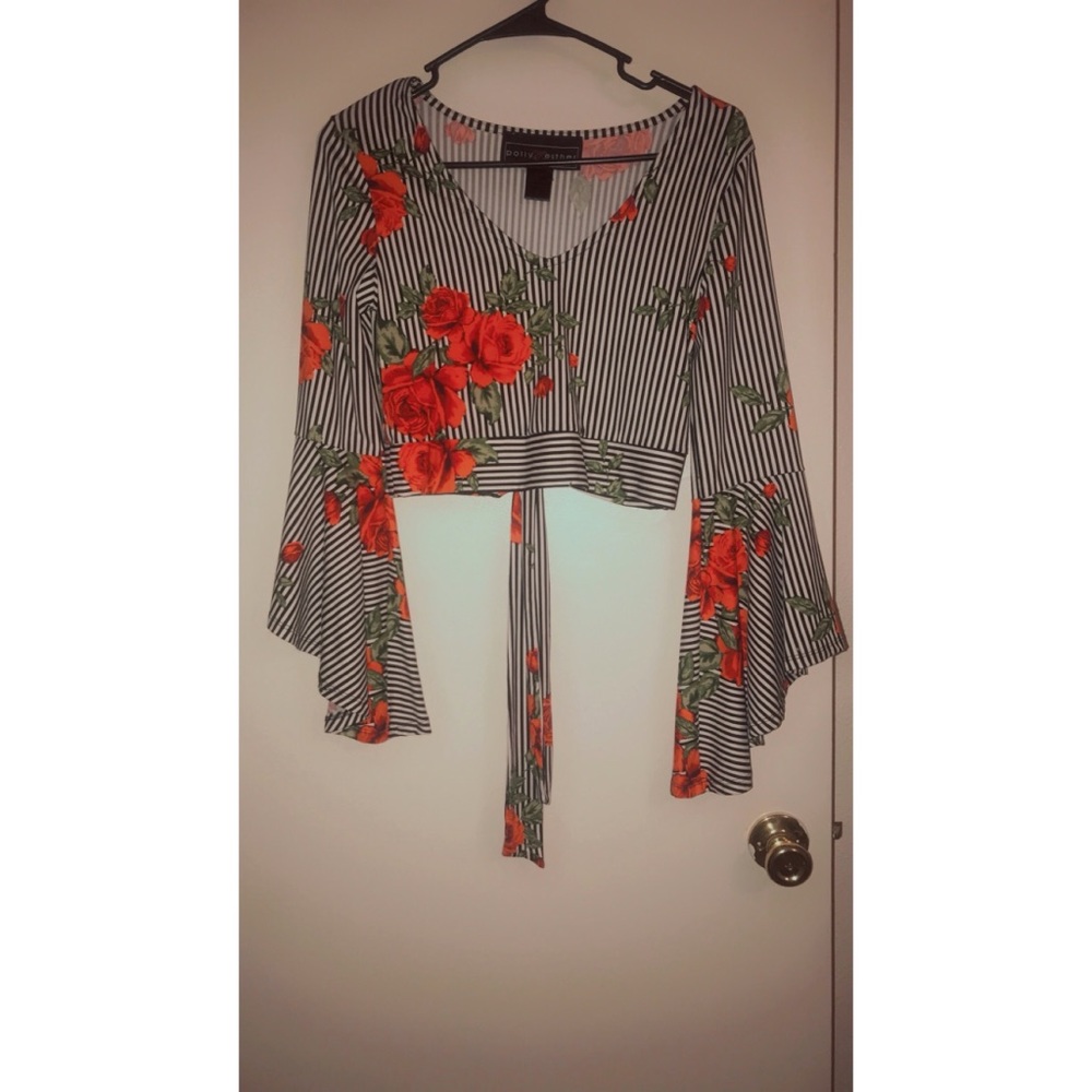 Floral Striped Crop Top